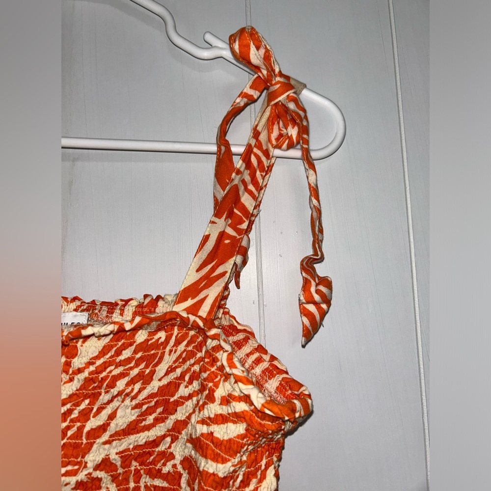 Sincerely Jules Orange Printed Tie-Shoulder Cut Out Maxi Dress, size M - Picture 6 of 11